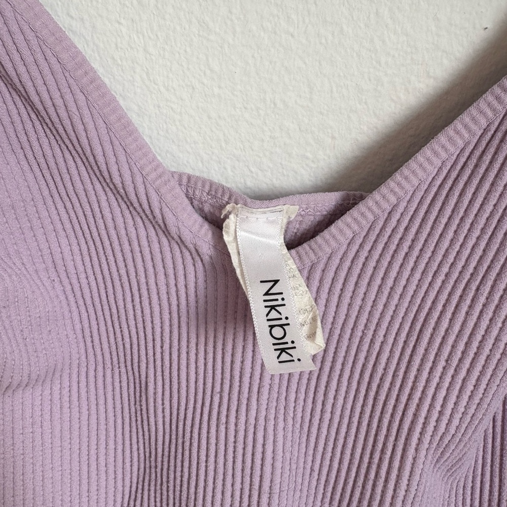Lilac Ribbed Crop Top - Picture 2 of 3